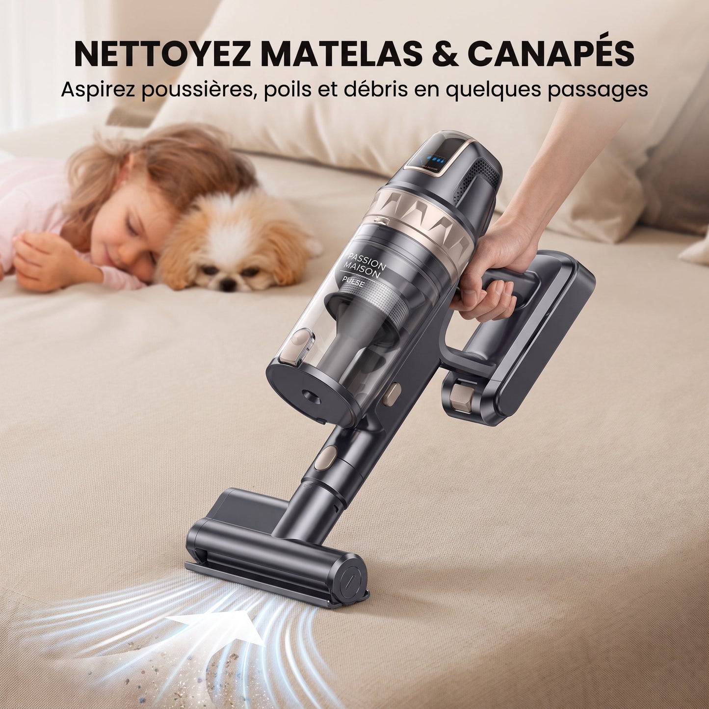 Aspirateur Balai Sans Fil Pulse – 65 kPa 600 W – Mode Auto – 60 min