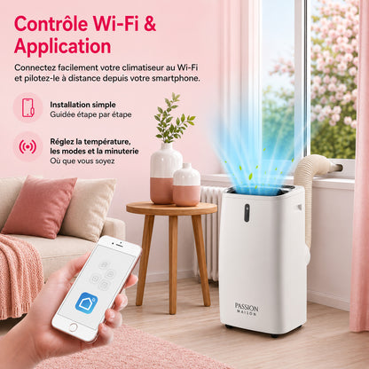 Climatiseur Mobile Réversible 14000 BTU Passion Maison Atlas 14 – Wi-Fi, 4-en-1, Chauffage, Climatisation & Déshumidificateur
