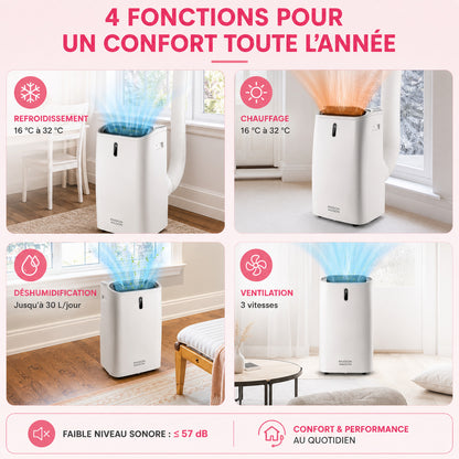 Climatiseur Mobile Réversible 14000 BTU Passion Maison Atlas 14 – Wi-Fi, 4-en-1, Chauffage, Climatisation & Déshumidificateur