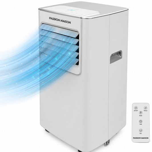 Climatiseur Mobile Passion Maison Breeze 7 – 7000 BTU, 4-en-1 avec Déshumidificateur, Télécommande & Kit Fenêtre