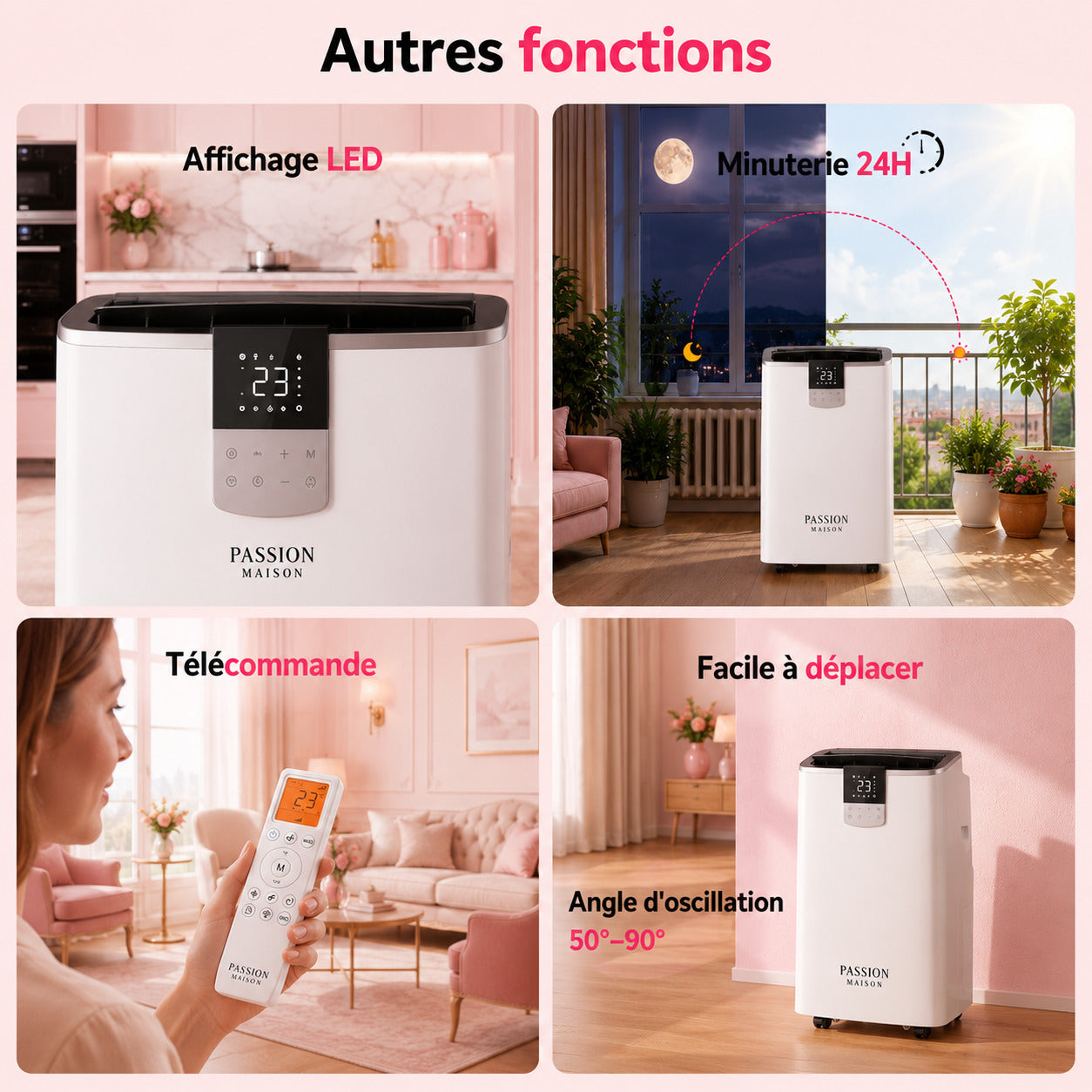 Climatiseur Mobile Wi-Fi 14 000 BTU Passion Maison Horizon 14 – 4-en-1, Commande Vocale & Oscillation Automatique