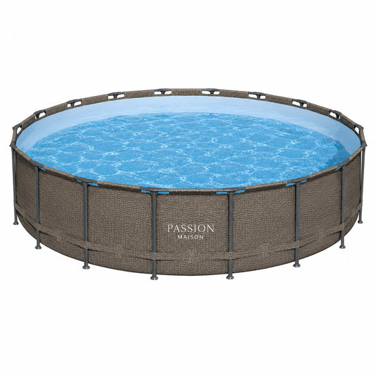 Piscine Tubulaire Ronde Passion Maison Azur 5,49m x 1,22m – Échelle, Bâche & Pompe Incluse