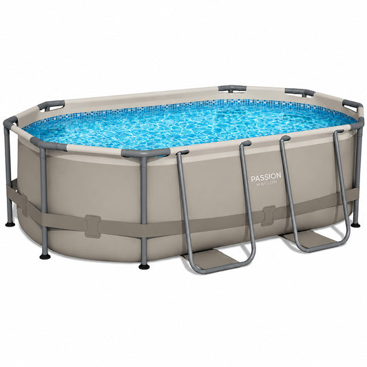 Piscine Tubulaire Ovale Passion Maison Cala 4,88m x 3,05m x 1,07m – Filtre à Cartouche, Échelle Incluse