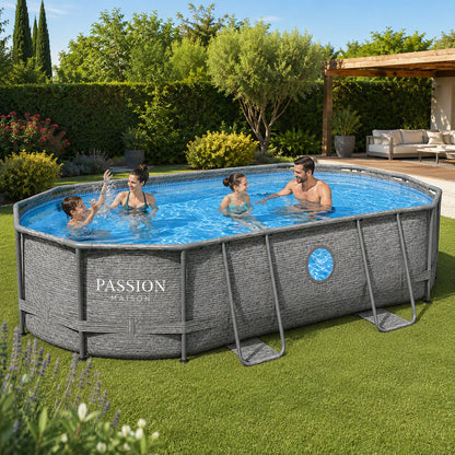 Piscine Tubulaire Ovale Passion Maison Costa 4,88m x 3,05m x 1,07m – Hublot, Échelle, Bâche & Filtre à Sable Inclus