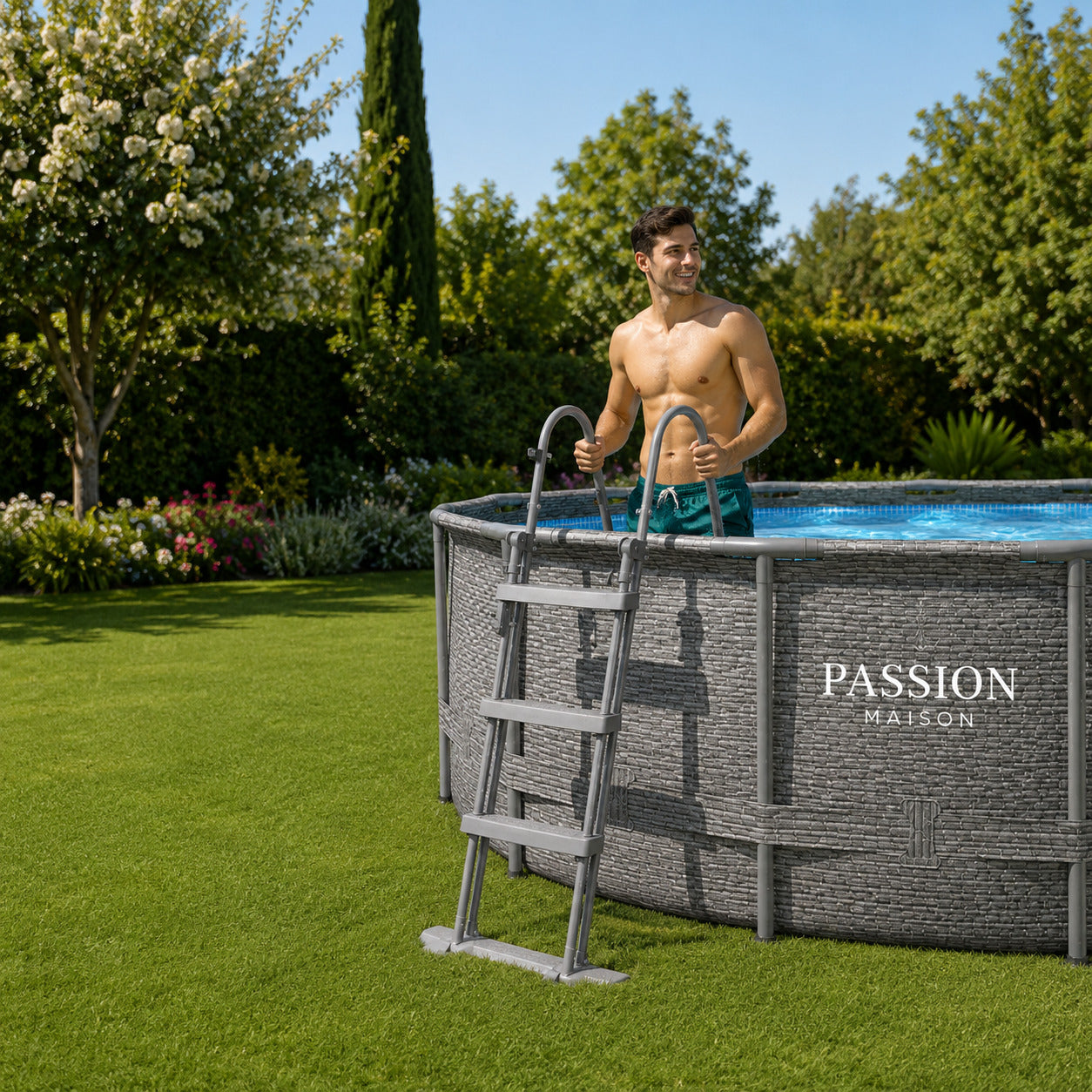 Piscine Tubulaire Ovale Passion Maison Costa 4,88m x 3,05m x 1,07m – Hublot, Échelle, Bâche & Filtre à Sable Inclus