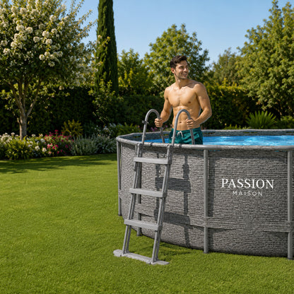 Piscine Tubulaire Ovale Passion Maison Costa 4,88m x 3,05m x 1,07m – Hublot, Échelle, Bâche & Filtre à Sable Inclus