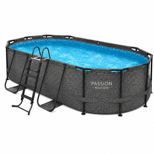 Piscine Tubulaire Ovale Passion Maison Onyx 4,24m x 2,50m x 1m – Filtre à Cartouche & Échelle Incluse