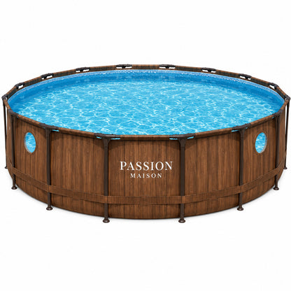 Piscine Tubulaire Ronde Passion Maison Palmera 5,49m x 1,22m – Hublot, Échelle, Bâche & Pompe Inclus