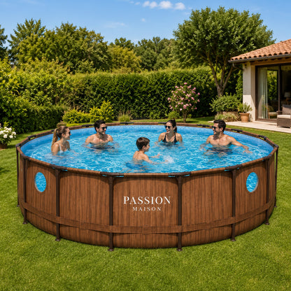 Piscine Tubulaire Ronde Passion Maison Palmera 5,49m x 1,22m – Hublot, Échelle, Bâche & Pompe Inclus