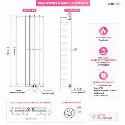 Radiateur à Eau Chaude Passion Maison Atlas – Design Vertical