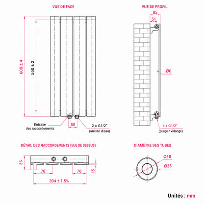 Radiateur à Eau Chaude Passion Maison Atlas – Design Vertical