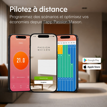 Radiateur Électrique Connecté Wi-Fi Passion Maison Aura – Double Système de Chauffe 1000 W