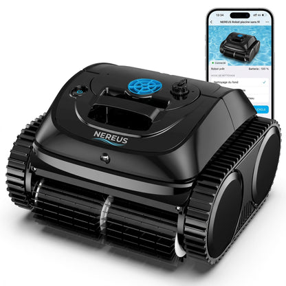 Robot Piscine Sans Fil Passion Maison Nereus – Nettoyage Fond, Parois & Ligne d’Eau, Application Mobile, Autonomie 2,5 h