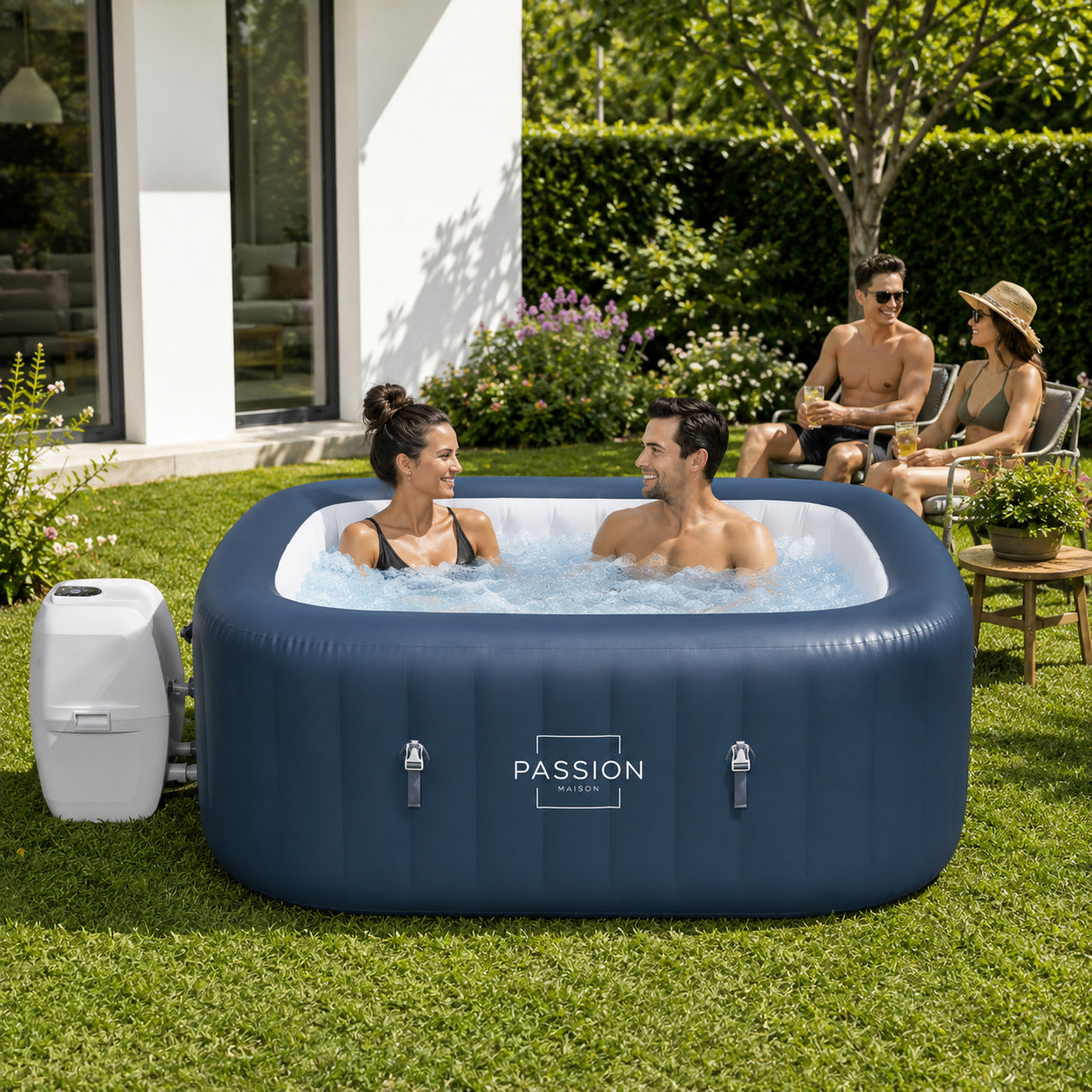 Spa Gonflable 6 Places Passion Maison Malaga – 140 Buses de Massage, Chauffage 40°C & Panneau Tactile