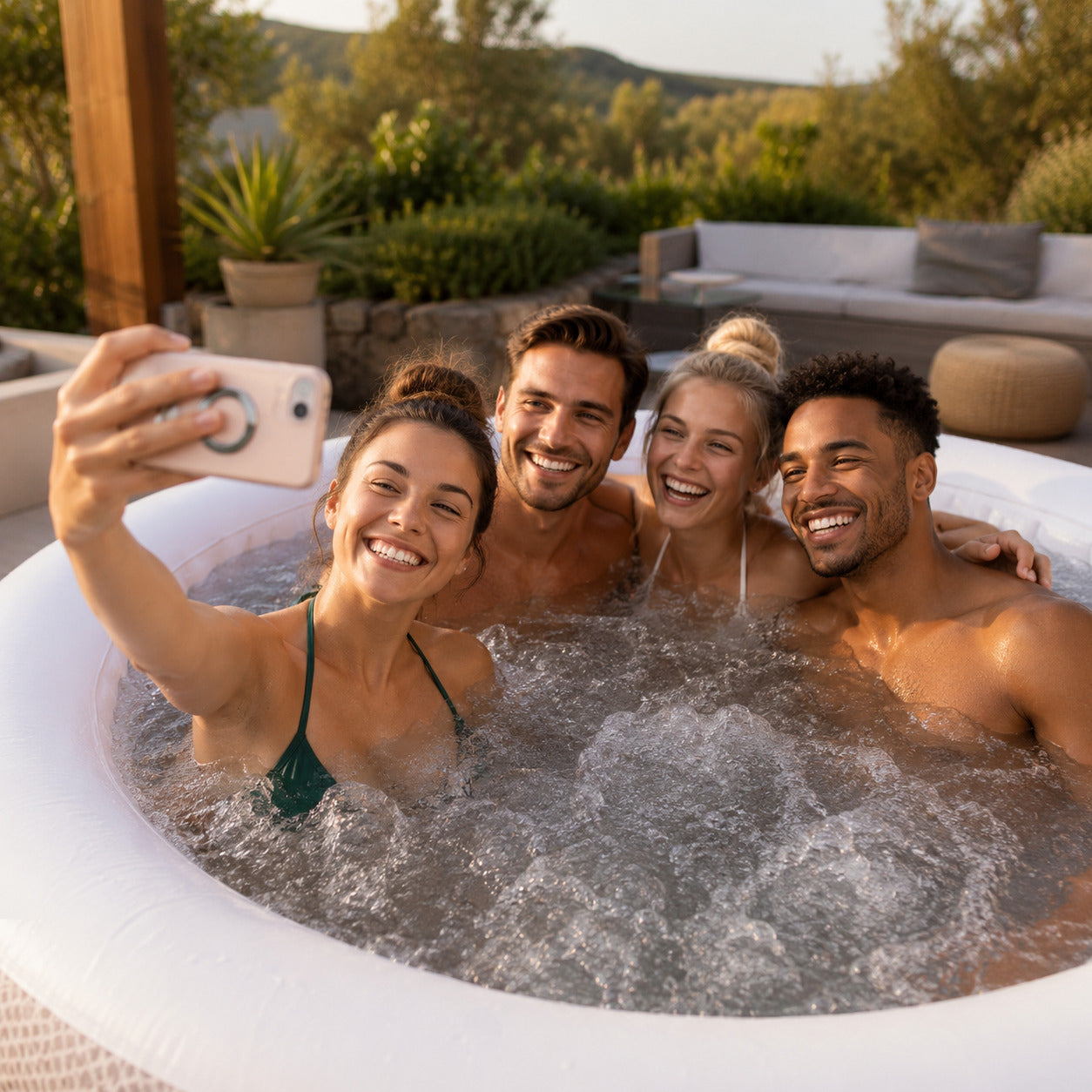 Spa Gonflable 4 Places Passion Maison Palma – 120 Buses de Massage, Chauffage 40°C & Protection Antigel