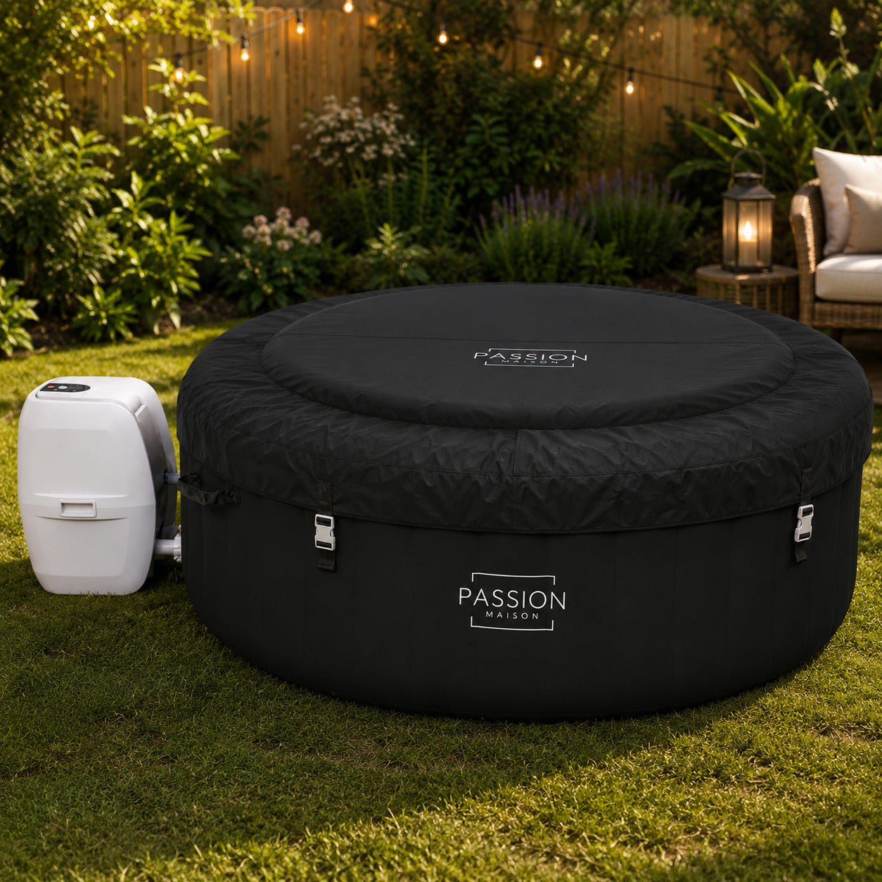 Spa Gonflable 4 Places Passion Maison Riviera – 120 Buses de Massage, Chauffage 40°C & Panneau de Contrôle Tactile