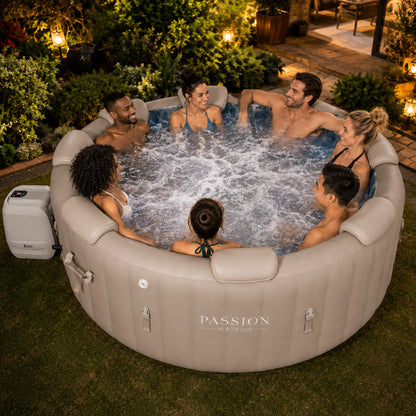 Spa Gonflable 7 Places Passion Maison Portofino – 180 Buses de Massage, 10 Jets Hydromassants, Chauffage 40°C & Panneau Tactile