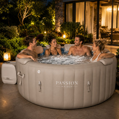 Spa Gonflable 7 Places Passion Maison Portofino – 180 Buses de Massage, 10 Jets Hydromassants, Chauffage 40°C & Panneau Tactile