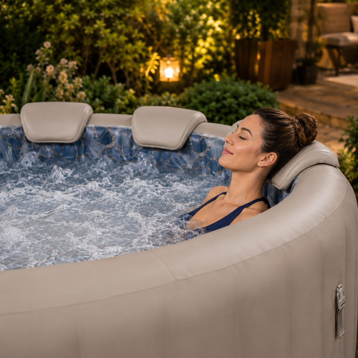 Spa Gonflable 7 Places Passion Maison Portofino – 180 Buses de Massage, 10 Jets Hydromassants, Chauffage 40°C & Panneau Tactile