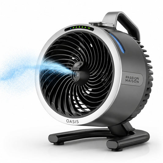 Ventilateur Brumisateur Sans Fil Passion Maison Oasis – Portable, Rechargeable & Jusqu'à 12 h d'autonomie