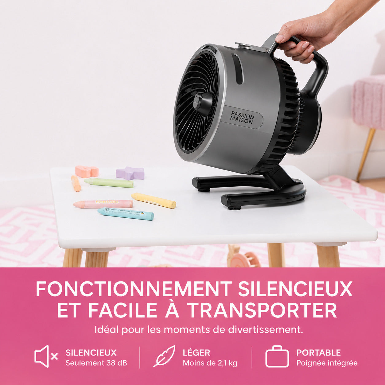 Ventilateur Brumisateur Sans Fil Passion Maison Oasis – Portable, Rechargeable & Jusqu'à 12 h d'autonomie