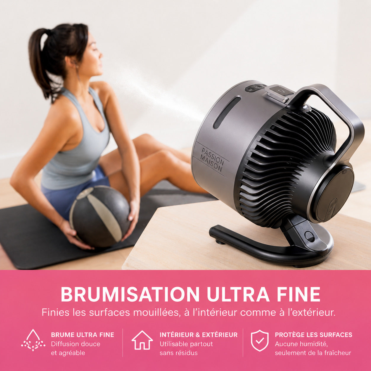 Ventilateur Brumisateur Sans Fil Passion Maison Oasis – Portable, Rechargeable & Jusqu'à 12 h d'autonomie